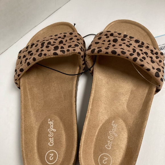 Girls Sandals Leopard Print Selma Tan with Black Spots Slip On Shoes Cat & Jack - Picture 5 of 9